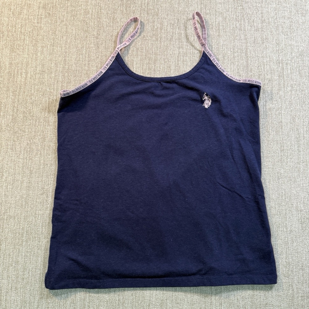 U.S. Polo Assn. Navy Blue Camisole Tank Top With Pink Trim XSmall